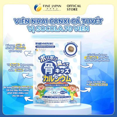 Viên nhai Canxi Cá Tuyết Bone’s Calcium Tablets for Kids FINE JAPAN bổ sung Canxi phát triển chiều cao