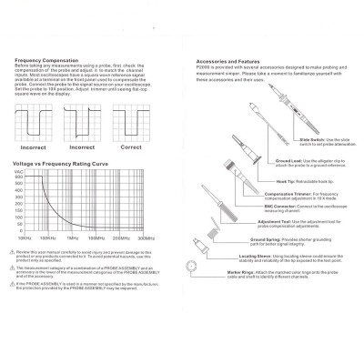 Bộ Que Đo Máy Hiện Sóng Thay Thế ABG P2060, Đầu Dò Máy Hiện Sóng 60mhz 300V DC 1X 10x 1 Đầu Dò, Máy Kiểm Tra Vạn Năng Đầu Dò Dây Dẫn Kiểm Tra - Hàng Chính Hãng