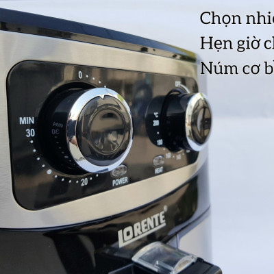 Nồi Chiên Không Dầu Dung tích Lớn 8 Lít, Công suất 1800W, Giỏ Chiên Rời, Ốp Inox LORENTE LT-1619 - HÀNG CHÍNH HÃNG