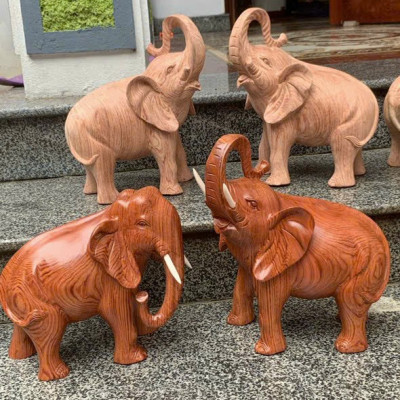 Cặp tượng voi phong thủy bằng gỗ hương đá kt 30cm 