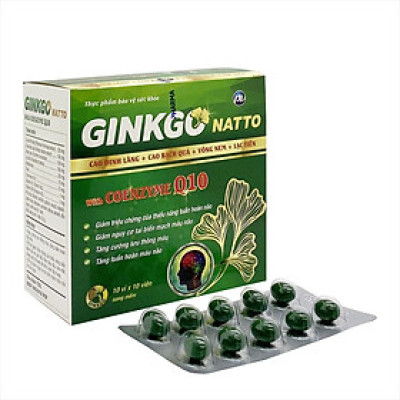Viên bổ não Ginkgo Natto PV Hộp 100 viên - Tăng cường lưu thông máu, tuần hoàn máu não