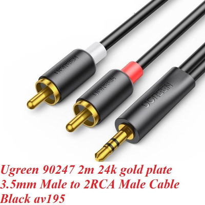 Ugreen UG90247AV195TK 2M Cáp 3.5mm sang 2 đầu RCA đầu mạ vàng 24k - HÀNG CHÍNH HÃNG