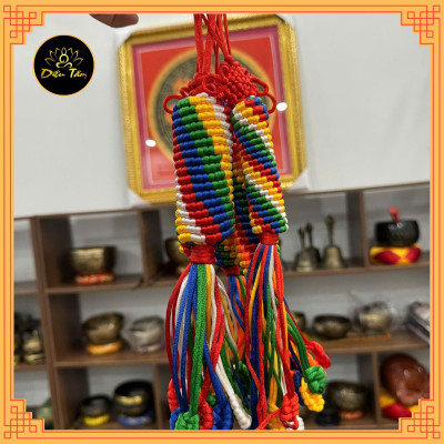 Dây treo chỉ ngũ sắc cát tường thủ công Tây Tạng may mắn bình an trang trí treo xe, móc khóa ban thờ Mật Tông