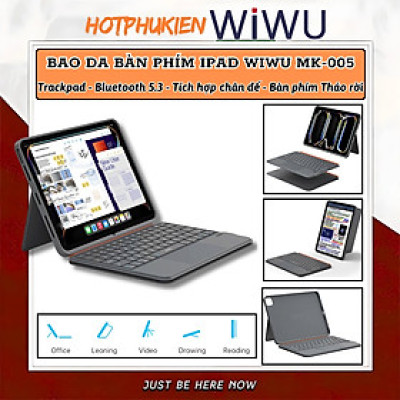 Case bao da bàn phím bluetooth V5.3 tích hợp trackpad / touchpad hiệu WIWU WM005 cho iPad Pro 11 13 inch M4 Pro 11 2020/21/22 Air 4/5/6/7 Gen 7 8 9 10.2 inch 10.5 inch - Bàn phím từ tính nam châm tháo rời, tích hợp giá đỡ - Hàng nhập khẩu