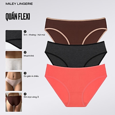 Combo 3 quần lót nữ cotton co dãn 4 chiều Flexi Miley Lingerie - Giao màu ngẫu nhiên
