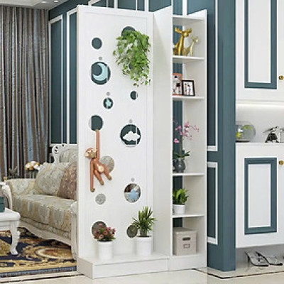 Vách ngăn trang trí phòng khách ô tròn liền 1 kệ - C1m9 x R90cm 