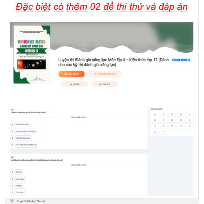 Sách Luyện thi Đánh giá Năng lực Môn Địa Lí ( Phần kiến thức lớp 12 )