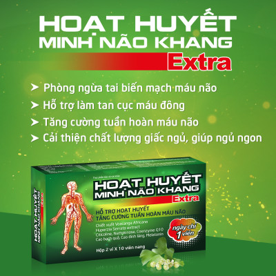 Hoạt Huyết Minh Não Khang Extra Dân Khang Giúp Hoạt Huyết Dưỡng Não Ngủ Ngon Giảm Rối Loạn Tiền Đình Hộp 20 Viên