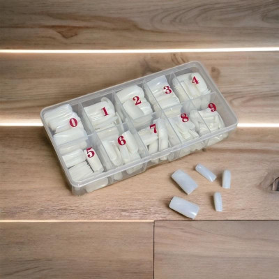 Móng Úp Chân Dài Form Thẳng 500 Móng Hộp 10 Ngăn Size Có Số, Chất Dẻo Linh Hoạt, Đủ Size Dễ Sử Dụng Cho Móng Thẳng Tự Nhiên Cho Cả Tay Và Chân