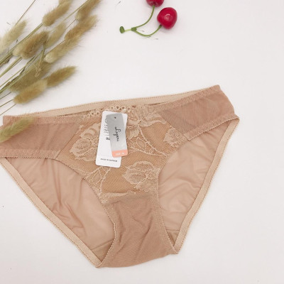 Quần Lót Nữ Ren Phối Lưới LUPERI LU3QL734 Bikini Cạp Vừa quần lót mềm mịn co giãn thoáng khí kháng khuẩn khử mùi rất tốt