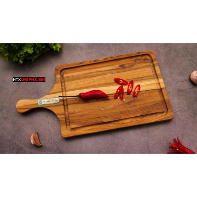 Thớt Gỗ Teak Cao Cấp - Cắt Thái, Trang Trí - 35x18x1,4cm - CNTC07 | HTX DAO PHÚC SEN