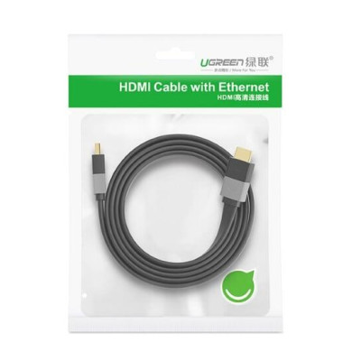 Ugreen UG30108HD120TK 1M màu Đen Cáp tín hiệu HDMI vỏ nhựa PVC cao cấp cáp dẹt - HÀNG CHÍNH HÃNG