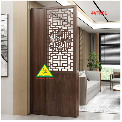 Vách ngăn phòng khách, vách ngăn tủ kệ bằng gỗ 4VTK01 - Nội thất lắp ráp Viendong adv