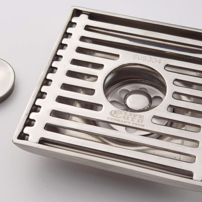 Phễu thu sàn, thoát sàn chống hôi có đường thoát cho máy giặt Inox SUS 304 10X10cm Eurolife EL-HG05