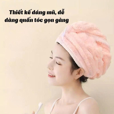 Khăn Quấn Lau Khô Tóc Nhanh – Thiết Kế Nút Cố Định, Gọn Nhẹ, Thời Trang