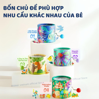 Hộp phát nhạc cho bé mideer Hand Crank Music Box, đồ chơi âm thanh cho bé 1,2,3,4,5,6 tuổi