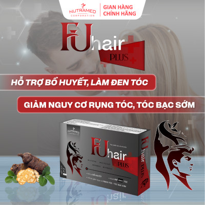 Viên uống Fuhair Plus - Nutramed hỗ trợ giảm rụng tóc, giúp đen tóc và chăm sóc tóc chắc khỏe (Hộp 30 viên)