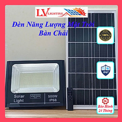 Đèn Năng Lượng Mặt Trời Pha 500W - Đèn Pha Báo Pin + Tấm Pin NL + Remote + Phụ Kiện Ốc Vít + Pin Điều Khiển