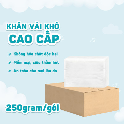 Thùng 08 gói khăn vải khô đa năng cao cấp EcoWipes 250gr/gói (Tổng 2kg) không mùi không cồn an toàn cho bé