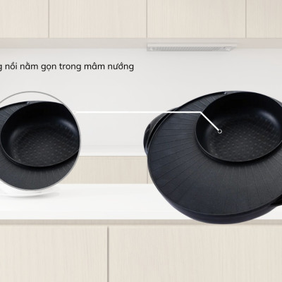 Bếp Lẩu, Nướng Điện 2 Trong 1 Đa Năng Phong Cách Hàn Quốc - Hàng Chính Hãng