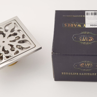 Phễu thu sàn - thoát sàn chống hôi Inox SUS 304, 10cm x 10cm Eurolife EL-HG06 (Trắng bạc)