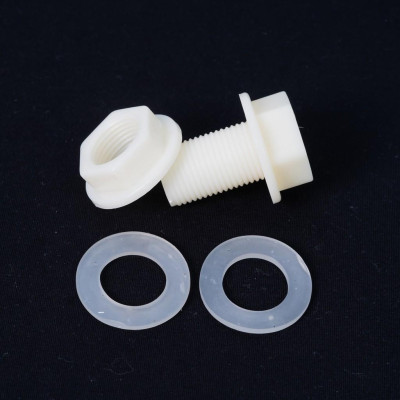 Ốc nhựa ép lắp bồn phi nước, khớp nối vách ngăn nhựa ren 21 (1/2