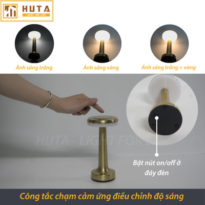 Đèn Led Để Bàn Quầy Bar Nhà Hàng HUTA RESDIA1 Cảm Ứng Tích Điện, Điều Chỉnh Ánh Sáng Vàng, Trang Trí Quán Bar, Nhà Hàng, Quán Cà Phê