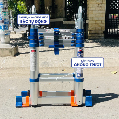 Thang nhôm rút đôi DIY TL-AI-38S chiều cao sử dụng tối đa chữ A 1.8m chữ I 3.8 m - Tiêu chuẩn chất lượng an toàn Châu Âu 