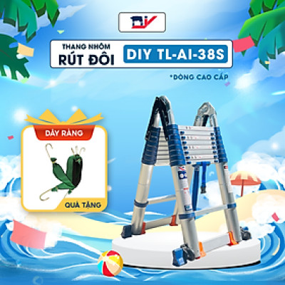 Thang nhôm rút đôi DIY TL-AI-38S chiều cao sử dụng tối đa chữ A 1.8m chữ I 3.8 m - Tiêu chuẩn chất lượng an toàn Châu Âu 