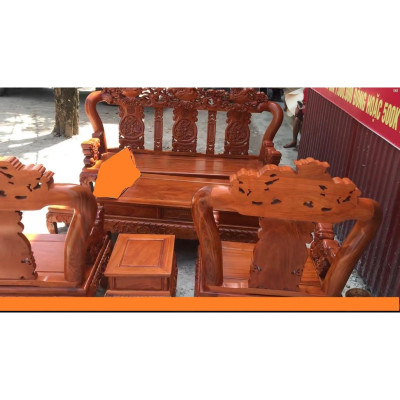 Bộ Bàn Ghế Tam Sư Nghê Ba Đầu Gỗ Hương Đá