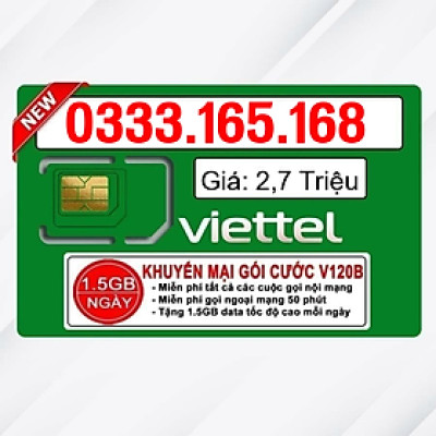 Sim Viettel số đẹp - Hàng chính hãng - 0333.165.168
