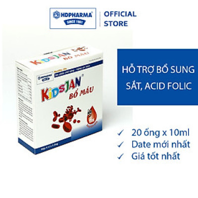 Thực Phẩm BVSK KIDSJAN Bổ Máu - Bổ Sung Sắt, Giảm Triệu Chứng Thiếu Máu Do Thiếu Sắt (Hộp 4 Vỉ x 5 Ống x 10ml)