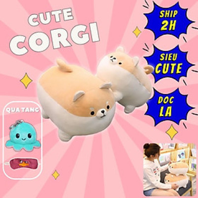 Thú nhồi bông chó corgi tròn dễ thương - Size 35cm - Quà tặng gấu bông chó shiba inu - Gối ôm mềm mịn cho bé