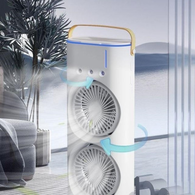 Quạt phun sương tích điện Youpin AQUA BREEZE, 2 lồng quạt, có đèn LED, bình nước lớn có thể thêm đá, xoay tốc năng 90° làm mát rộng, pin dung lượng lớn - Hàng nhập khẩu
