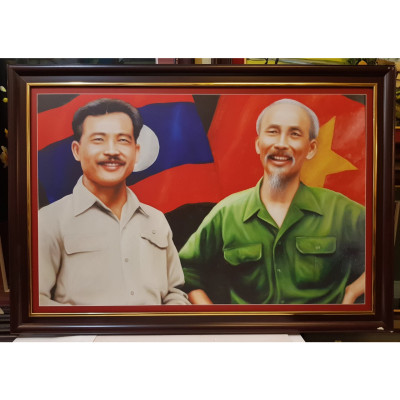 TRANH IN DẦU - Bác Hồ & Hoàng Thân XUPHANUVÔNG