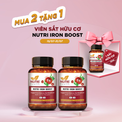 [Mua 2 Tặng 1] Viên Sắt Hữu Cơ New Zealand Nutri Iron Boost 30 Viên | Giúp Bổ Sung Sắt, Acid Folic Cho Cơ Thể - Nhập Khẩu Chính Hãng