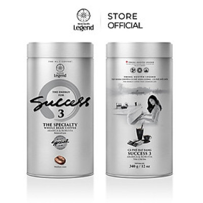 Combo 2 Lon Cà Phê Hạt Mộc Trung Nguyên Legend Success 3 – Lon 340g – Hương Vị Espresso Sáng Tạo, Vị Êm Hơi Đắng