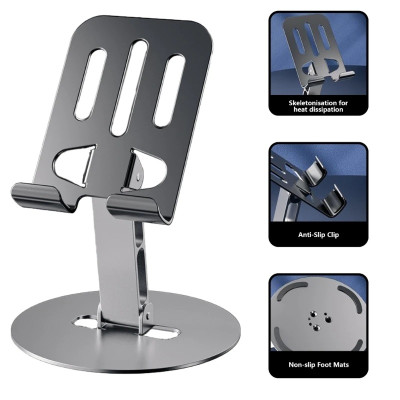 Giá đỡ điện thoại hợp kim Xoay 360° HOTCASE ALU Điều Chỉnh Độ Cao và Góc Xoay Tùy Ý cho iPhone 16 15 14 13 12 11 A55 A35 Huawei Oppo Xiaomi - Hàng nhập khẩu