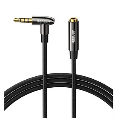 Cáp âm thanh 3.5mm nối dài hổ trợ Hi-Fi Stereo TRRS dài 1M 4 khấc Màu Đen 90 độ Ugreen 20494 AV188 Hàng Chính Hãng