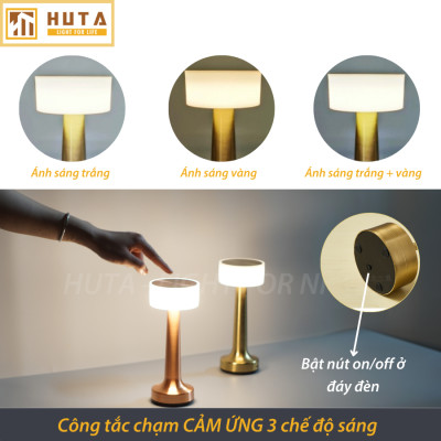 Đèn Bàn Led Quầy Bar HUTA RESTA Cảm Ứng Pin Sạc Điều Chỉnh Ánh Sáng Trang Trí Nhà Hàng Quán Cà Phê Lounge Sự Kiện