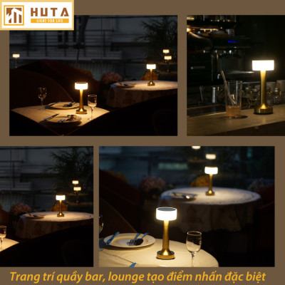 Đèn Bàn Led Quầy Bar HUTA RESTA Cảm Ứng Pin Sạc Điều Chỉnh Ánh Sáng Trang Trí Nhà Hàng Quán Cà Phê Lounge Sự Kiện