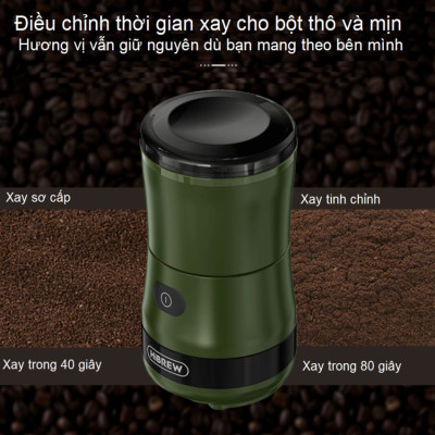 Máy xay hạt cà phê, sinh tố và đá viên dùng pin cầm tay 3 trong 1 thương hiệu Mỹ HiBREW G2 - Hàng Chính Hãng