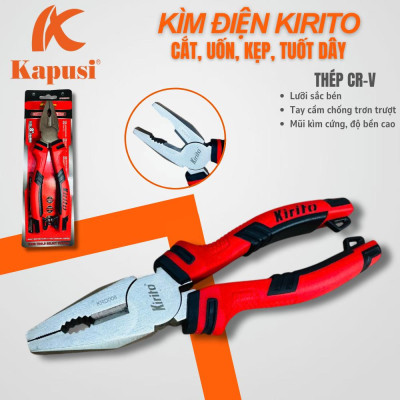 Kìm Điện Đa Năng Công Nghiệp Kirito Màu Đỏ Đen - Dài 8 inch (200mm) - Chất Liệu CR-V Cao Cấp