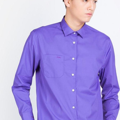 Áo sơ mi nam dài tay ALIGRO cổ bẻ dáng ôm body 100% chất cotton màu tím ALGS090