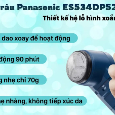 [Hàng Chính Hãng] Máy Cạo Râu Panasonic ES534DP527 Panasonic ES534DP527 – Lưỡi Dao Xoay, Sử Dụng 2 Pin AA, Nhỏ Gọn, Dễ Mang Theo