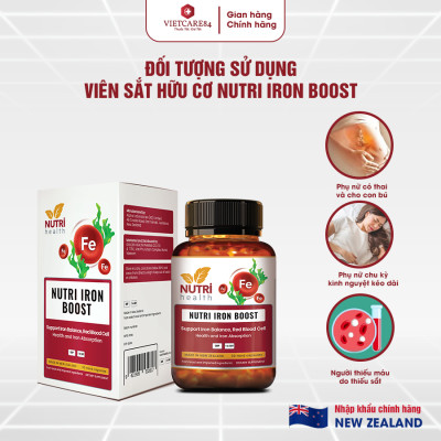 [Mua 2 Tặng 1] Viên Sắt Hữu Cơ New Zealand Nutri Iron Boost 30 Viên | Giúp Bổ Sung Sắt, Acid Folic Cho Cơ Thể - Nhập Khẩu Chính Hãng