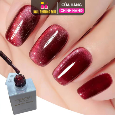 Sơn Gel Mắt Mèo Đỏ CR VENDEENI Cao Cấp Chai 15ml Làm Nail, Sơn Gel Mắt Mèo Ánh Trăng Nhũ Kim Cương Hạt Siêu Mịn Bền Màu Nữ