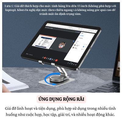 Giá đỡ hợp kim nhôm xoay 360 độ, gấp gọn điều chỉnh linh hoạt điện thoại máy tính bảng hiệu WIWU ZM107 cho iPhone iPad 16 15 11 12 13 Fold Flip S23 S24 - Hàng nhập khẩu