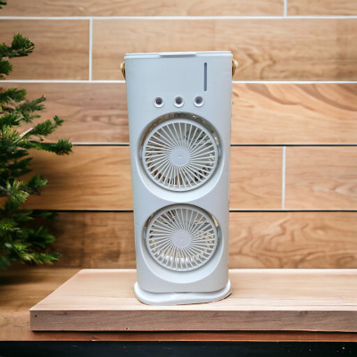 Quạt Phun Sương, Quạt Hơi Nước 2 Tầng , Quạt Tích Điện, Có Đèn Led, Quạt Để Bàn Mini Làm Mát Và Tạo Ẩm Không Khí - Hàng Nhập Khẩu