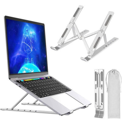 Giá Đỡ Laptop Hợp Kim Nhôm Cao Cấp Có Thể Gấp Gọn, Giúp Tản Nhiệt Laptop, dành cho Macbook, Máy Tính Xách Tay. 07 Vị Trí Điều Chỉnh Góc Độ. Hàng Chính Hãng